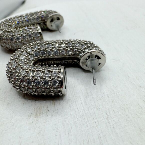 Luv Aj Silver Crystal Earrings - Picture 3 of 11